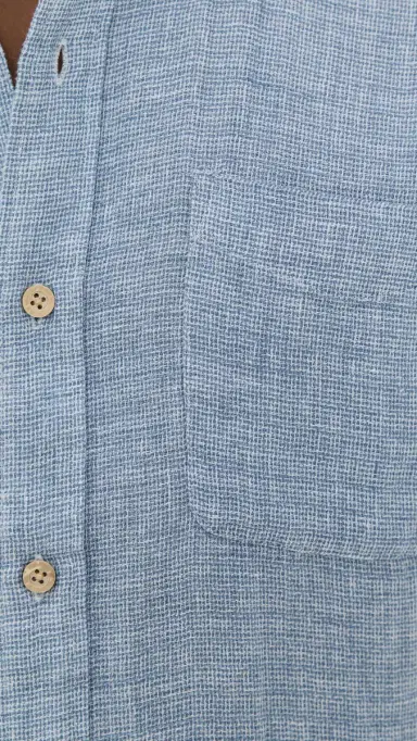 Faherty Palma Basket Weave Linen Shirt Blue M | Thumbnail 6