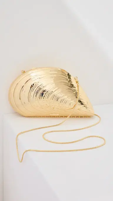 Simkhai Bridget Metal Oyster Shell Clutch Gold One Size | Thumbnail 2 Simkhai Bridget Metal Oyster Shell Clutch Gold One Size | Thumbnail 2