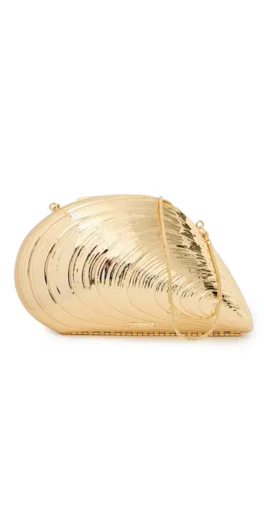 Simkhai Bridget Metal Oyster Shell Clutch Gold One Size | Thumbnail 1 Simkhai Bridget Metal Oyster Shell Clutch Gold One Size | Thumbnail 1