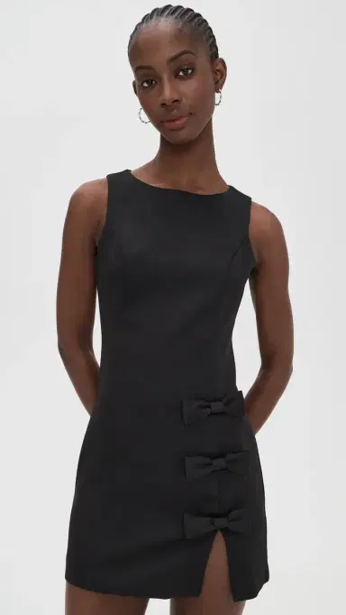 endless rose Bow Slit Mini Dress Black | Thumbnail 2