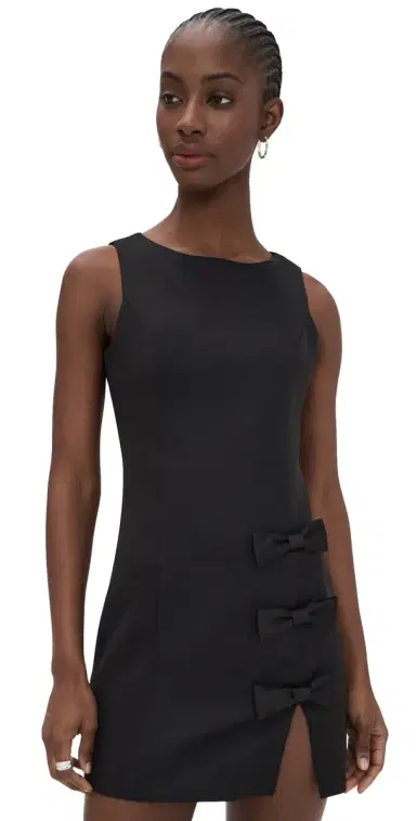 endless rose Bow Slit Mini Dress Black | Thumbnail 1
