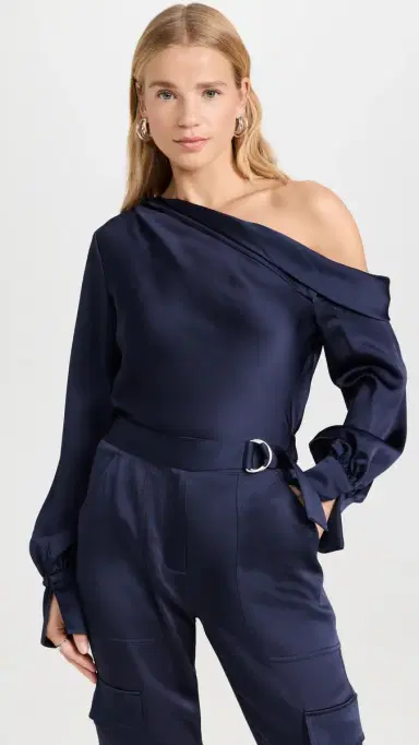 Simkhai Alice One Shoulder Top Midnight | Thumbnail 2