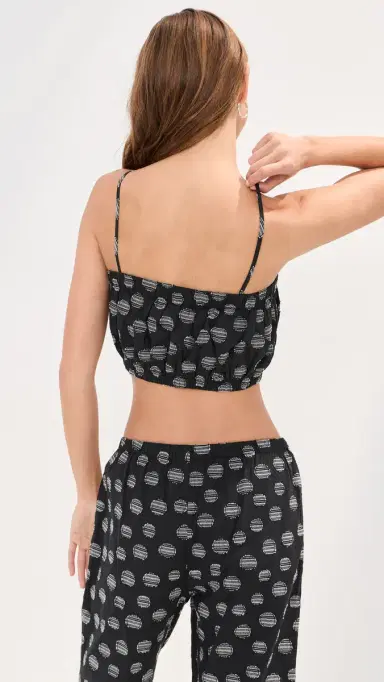 LE BOP Camille Jacquard Crop Top Black/White | Thumbnail 3