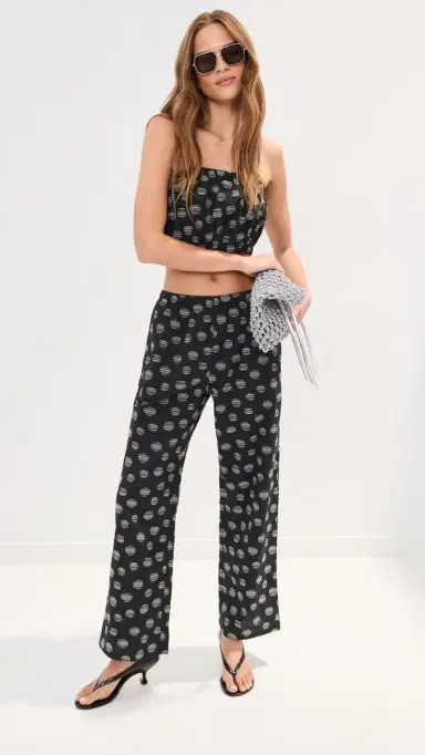 LE BOP Camille Jacquard Crop Top Black/White | Thumbnail 6
