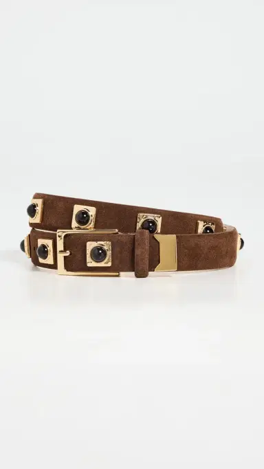 AUREUM No. 2 Chocolate Suede Studded Belt Chocolate M/L | Thumbnail 2