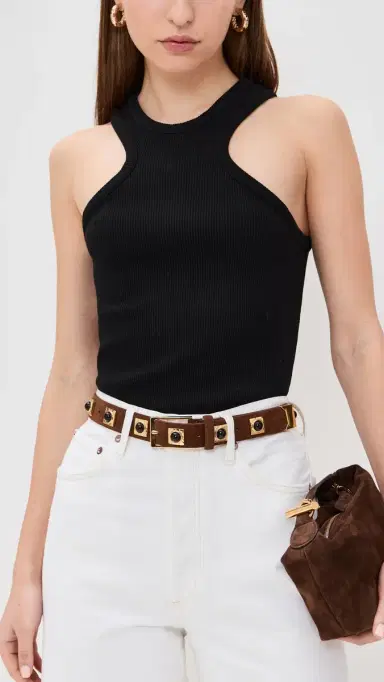 AUREUM No. 2 Chocolate Suede Studded Belt Chocolate M/L | Thumbnail 3