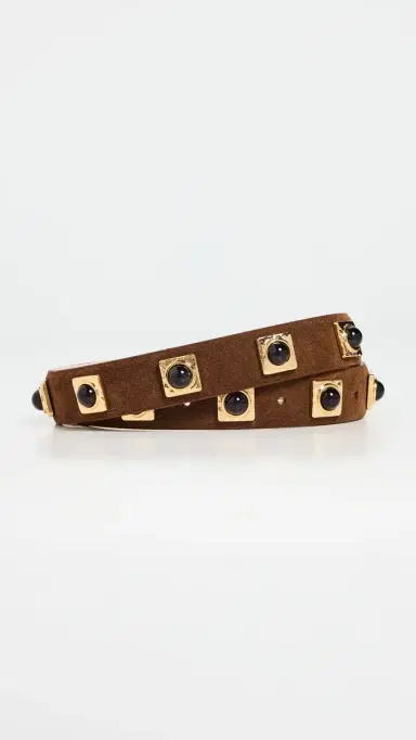 AUREUM No. 2 Chocolate Suede Studded Belt Chocolate M/L | Thumbnail 4