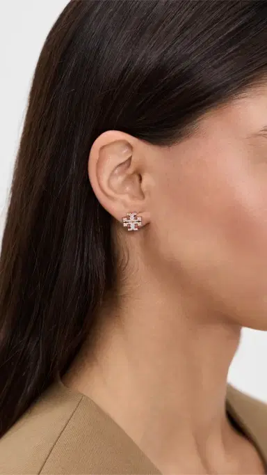 Tory Burch Icon Pavé Stud Earrings | Thumbnail 3