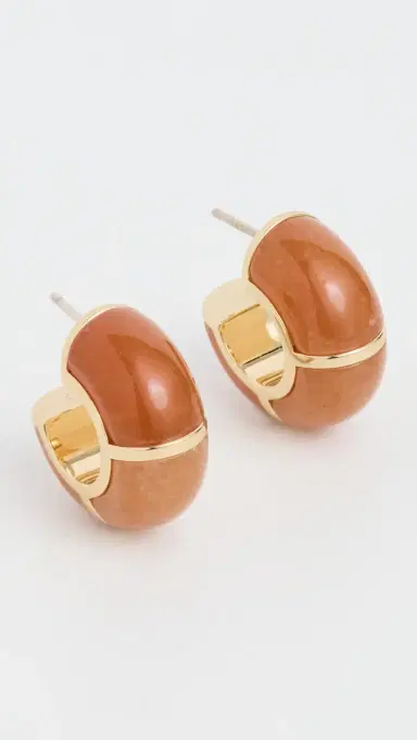 Lizzie Fortunato Zellige Hoops In Peach Aventurine Orange One Size | Thumbnail 2
