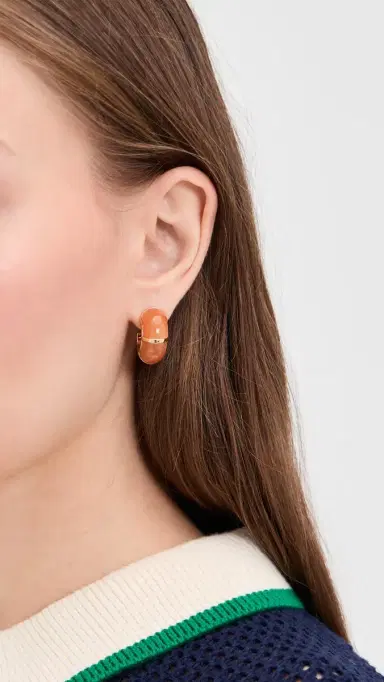 Lizzie Fortunato Zellige Hoops In Peach Aventurine Orange One Size | Thumbnail 3