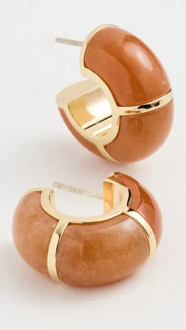 Lizzie Fortunato Zellige Hoops In Peach Aventurine Orange One Size | Thumbnail 4