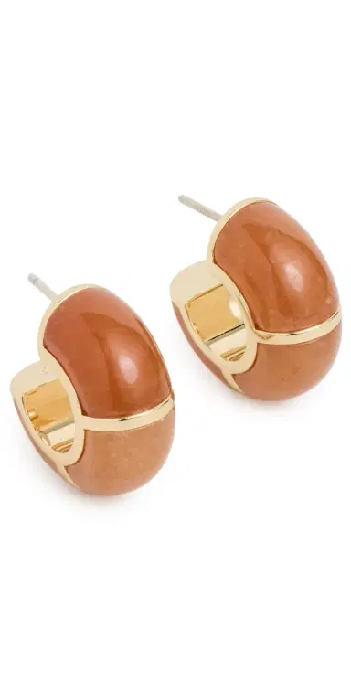 Lizzie Fortunato Zellige Hoops In Peach Aventurine Orange One Size | Thumbnail 1