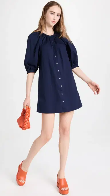 Staud Mini Vincent Dress Navy | Thumbnail 5