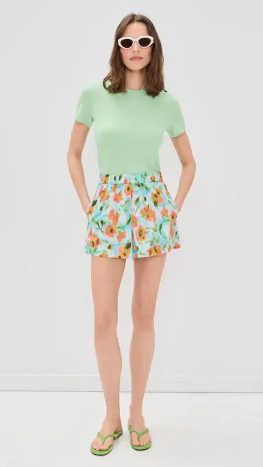 Tanya Taylor Fallon Shorts Powder Blue Multi | Thumbnail 5