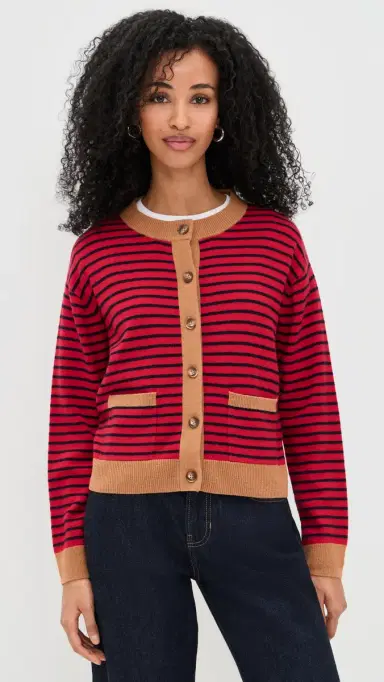 XÍRENA Lillian Cardigan Red tripe | Thumbnail 2 XÍRENA Lillian Cardigan Red tripe | Thumbnail 2