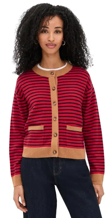 XÍRENA Lillian Cardigan Red tripe | Thumbnail 1 XÍRENA Lillian Cardigan Red tripe | Thumbnail 1