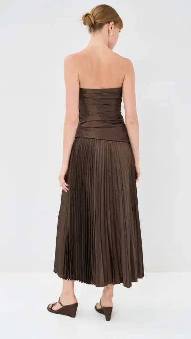 SIMKHAI Arie Strapless Bustier Midi Dress Chocolate | Thumbnail 3 SIMKHAI Arie Strapless Bustier Midi Dress Chocolate | Thumbnail 3