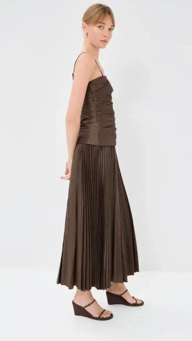 SIMKHAI Arie Strapless Bustier Midi Dress Chocolate | Thumbnail 4 SIMKHAI Arie Strapless Bustier Midi Dress Chocolate | Thumbnail 4