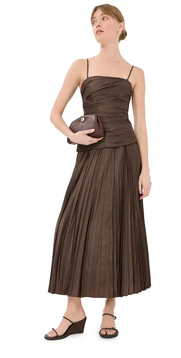 Arie Strapless Bustier Midi Dress Chocolate