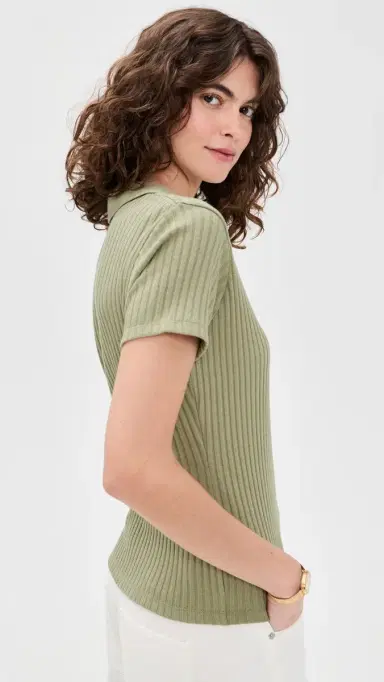 Vince Rib Short Sleeve Polo Olive tone | Thumbnail 4 Vince Rib Short Sleeve Polo Olive tone | Thumbnail 4