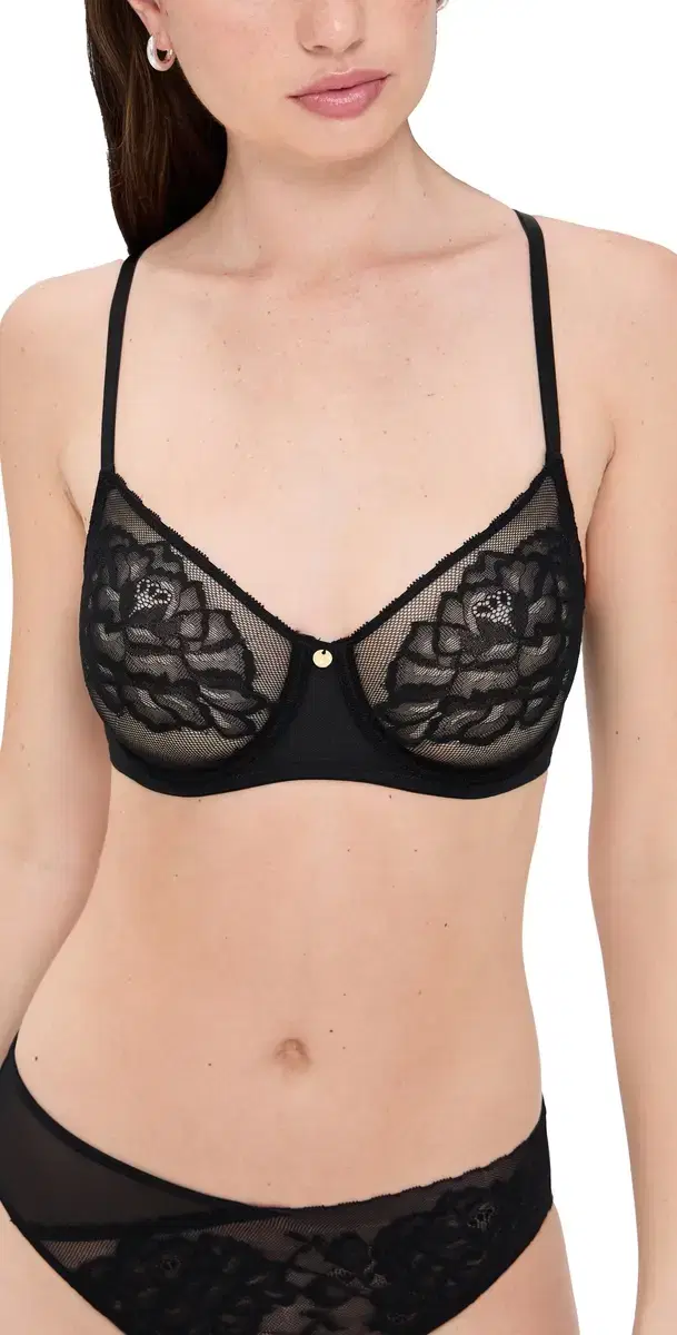 Flora Unlined Balconette Underwire Bra Black