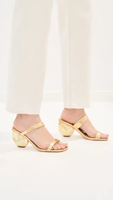 SIMKHAI Marion Leather Shell Heels Gold | Thumbnail 3 SIMKHAI Marion Leather Shell Heels Gold | Thumbnail 3