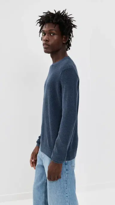 Faherty unwashed Crew Neck Sweater Blue Nights | Thumbnail 4