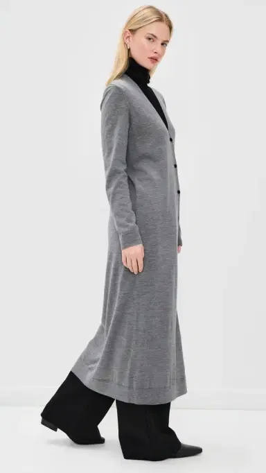 Theory Long Wool Cardigan Light Heather Grey | Thumbnail 4