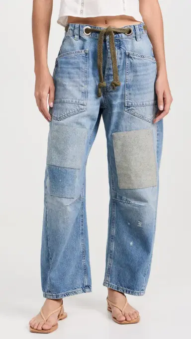 Free People Moxie Pull-On Barrel Jeans Truest Blue 24 | Thumbnail 2
