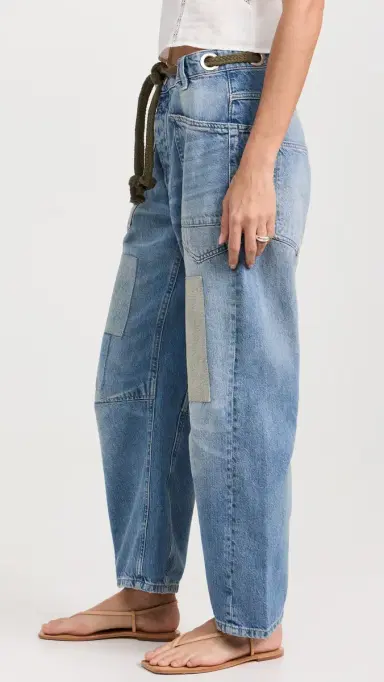 Free People Moxie Pull-On Barrel Jeans Truest Blue 24 | Thumbnail 4