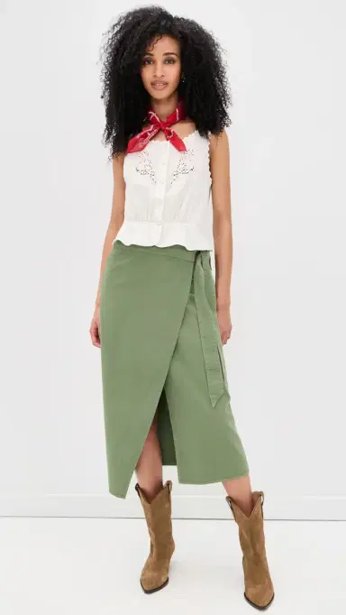 The Great. THE GREAT. The Wrap Skirt Classic Army | Thumbnail 5 The Great. THE GREAT. The Wrap Skirt Classic Army | Thumbnail 5