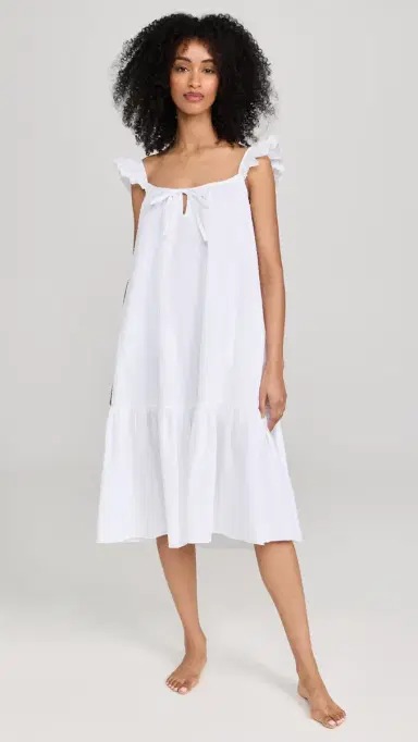 Petite Plume Women's Swiss Dots Nightgown White | Thumbnail 2 Petite Plume Women's Swiss Dots Nightgown White | Thumbnail 2