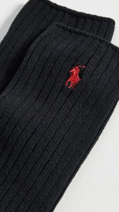 Polo Ralph Lauren Cotton Rib Crew Socks Black | Thumbnail 3