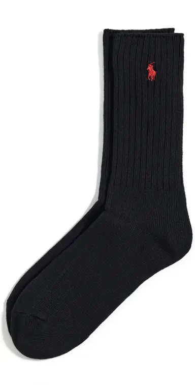 Polo Ralph Lauren Cotton Rib Crew Socks Black | Thumbnail 1