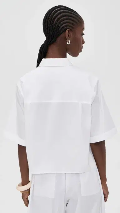 Vince Scallop Detail Short Sleeve Shirt Optic White | Thumbnail 3 Vince Scallop Detail Short Sleeve Shirt Optic White | Thumbnail 3