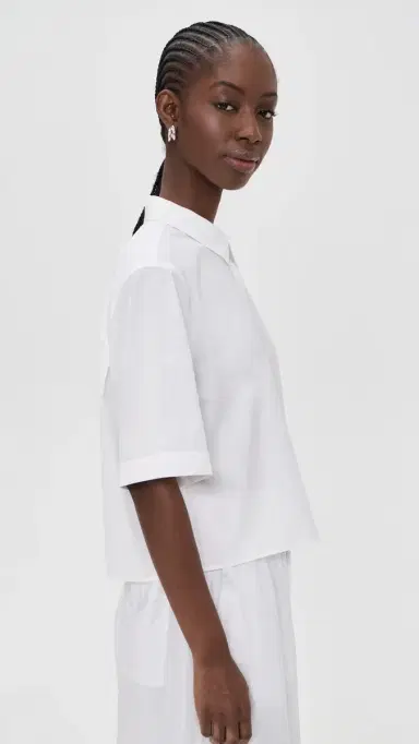 Vince Scallop Detail Short Sleeve Shirt Optic White | Thumbnail 4 Vince Scallop Detail Short Sleeve Shirt Optic White | Thumbnail 4