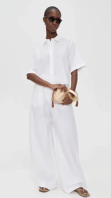 Vince Scallop Detail Short Sleeve Shirt Optic White | Thumbnail 5 Vince Scallop Detail Short Sleeve Shirt Optic White | Thumbnail 5