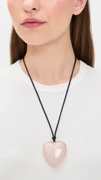 Jennifer Fisher Heart Pendant Necklace Rose Quartz One Size | Thumbnail 3