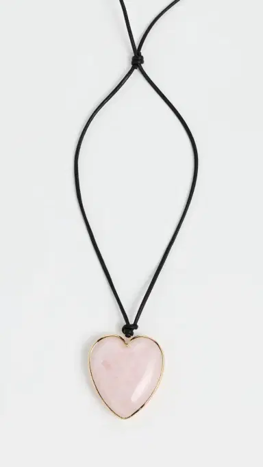 Jennifer Fisher Heart Pendant Necklace Rose Quartz One Size | Thumbnail 4