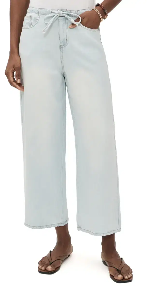 ounge Denim Crop Pants Bleached Indigo