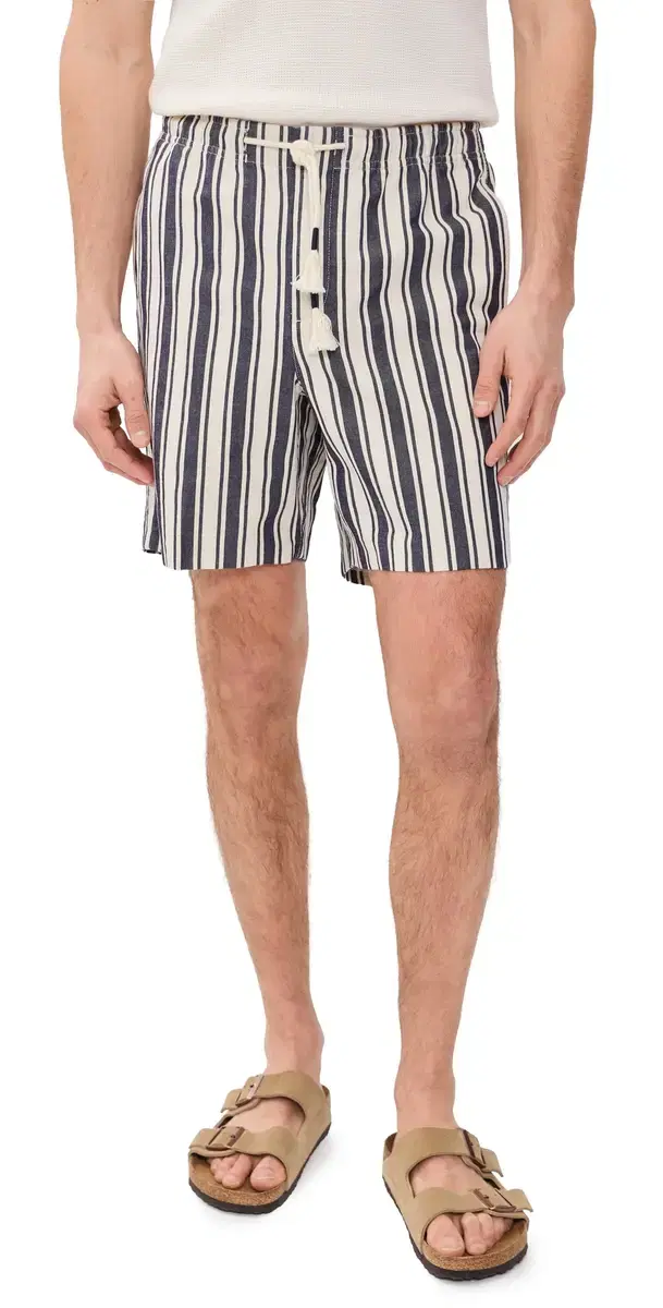 Canvas Stripe Alex Shorts 7 Shore Blue/Chai