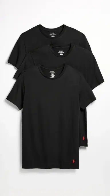 Polo Ralph Lauren Underwear Classic Fit Cotton Crew Tee 3 Pack Polo Black M | Thumbnail 2