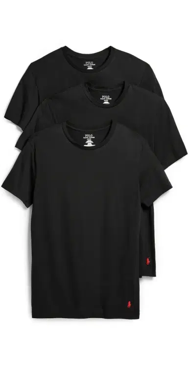 Polo Ralph Lauren Underwear Classic Fit Cotton Crew Tee 3 Pack Polo Black M | Thumbnail 1