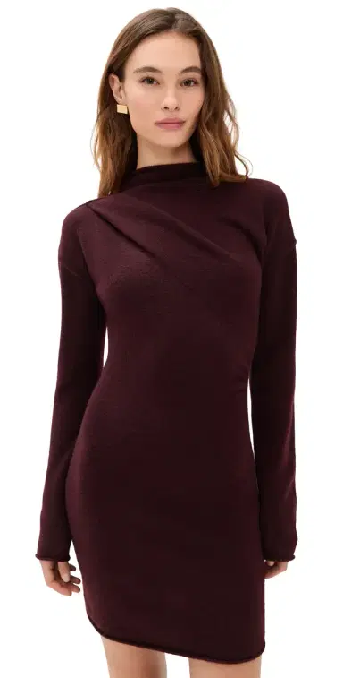 Helmut Lang Slouchy Plush Dress Burgundy | Thumbnail 1 Helmut Lang Slouchy Plush Dress Burgundy | Thumbnail 1