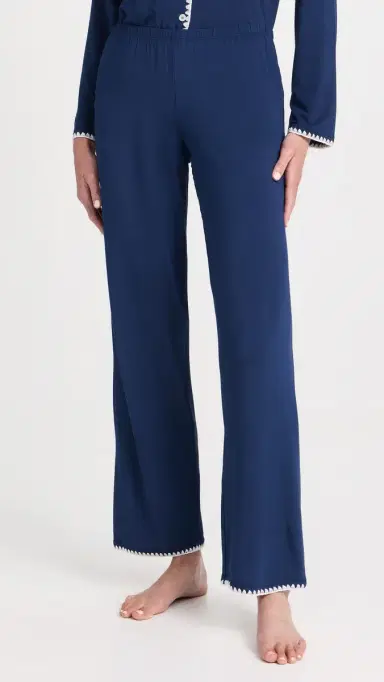 Eberjey Frida The Whip Stitch Pajama Set Navy/Ivory L | Thumbnail 5