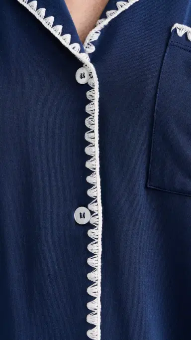 Eberjey Frida The Whip Stitch Pajama Set Navy/Ivory L | Thumbnail 6