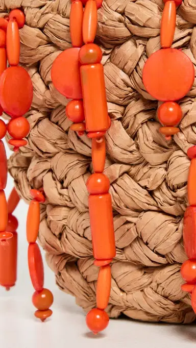 SIMONMILLER Mini Beaded Mercado Tote Natural/Orange One Size | Thumbnail 5 SIMONMILLER Mini Beaded Mercado Tote Natural/Orange One Size | Thumbnail 5
