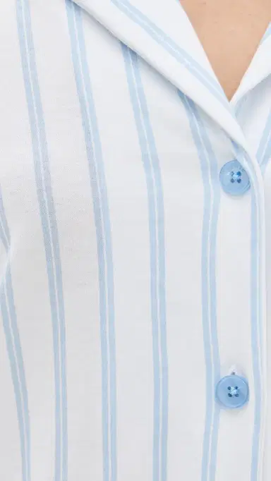 Petite Plume Luxe Pima Stripe Wide Leg Pajama et Periwinkle Stripe | Thumbnail 6 Petite Plume Luxe Pima Stripe Wide Leg Pajama et Periwinkle Stripe | Thumbnail 6