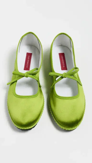 ViBi VENEZiA Brigitte Silk Mary Janes Flats Pisello | Thumbnail 5 ViBi VENEZiA Brigitte Silk Mary Janes Flats Pisello | Thumbnail 5