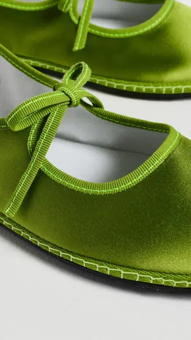 ViBi VENEZiA Brigitte Silk Mary Janes Flats Pisello | Thumbnail 6 ViBi VENEZiA Brigitte Silk Mary Janes Flats Pisello | Thumbnail 6